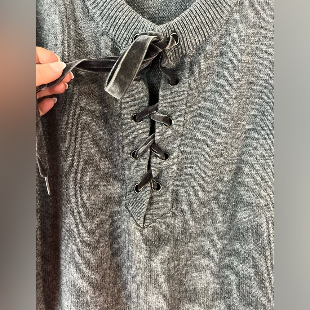 Rails Olivia Wool & Cashmere Charcoal Lace Up Swe… - image 5